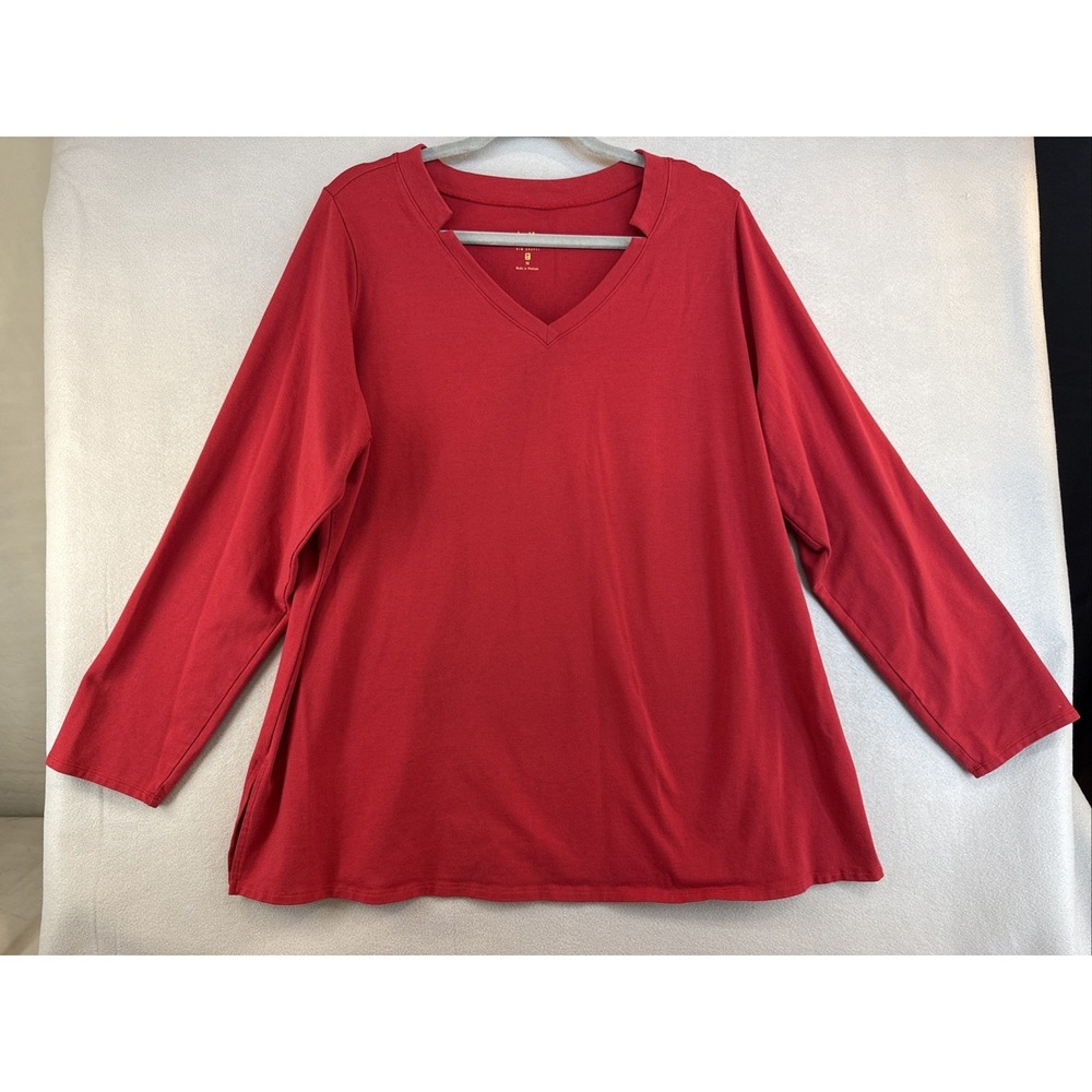 Belle by Kim Gravel Blouse, Plus Size 1X, Longsleeve, Red, Casual, Vneck, Comfy